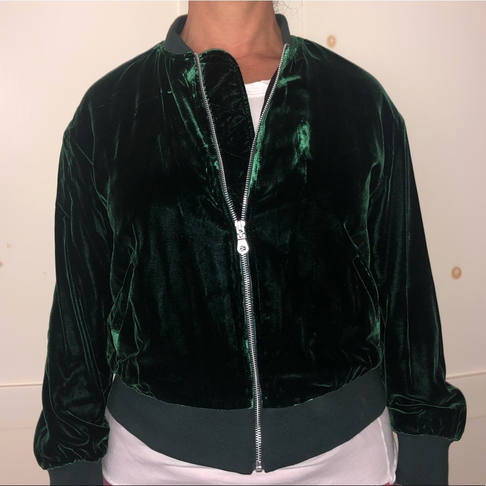 Frame Green Velvet Bomber Jacket